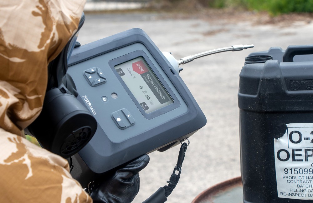 MX908 used by cbrn technician to detect unknown substance.