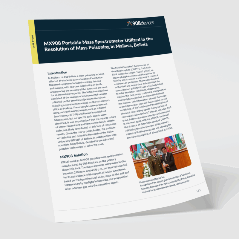 Mx908 helps resolve bolivia mass poisoning case study
