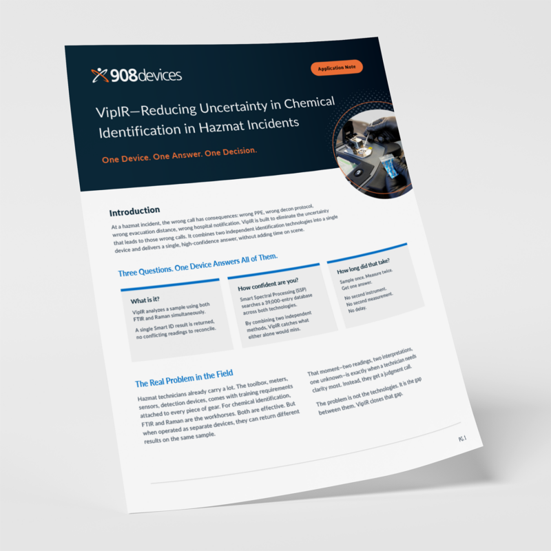 Reducing uncertainty in chemical id in hazmat incidents application note